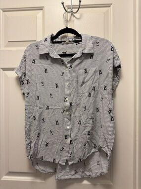 Jane and Delancey Button Up Blouse with Dogs